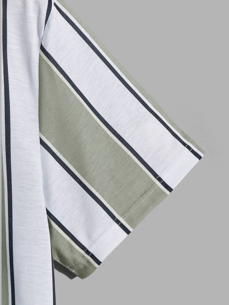 Manfinity Homme Men Striped Colorblock Letter Graphic Tee - Multicolor - View 4