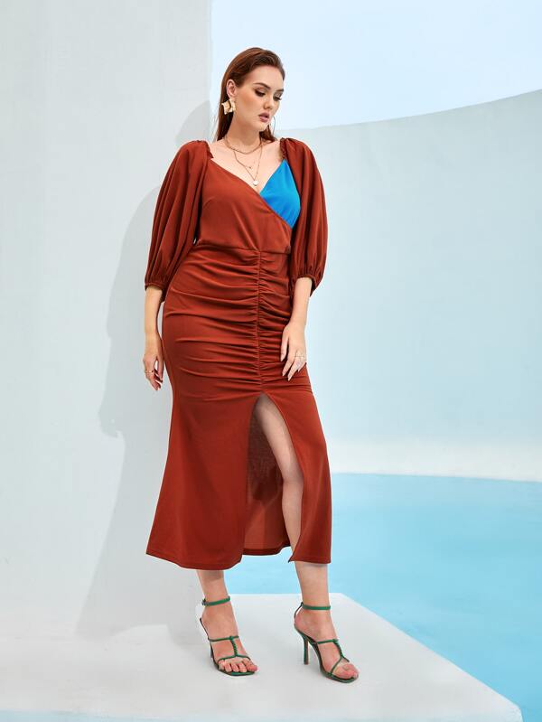 Mulvari Vestido escote corazón de color combinado