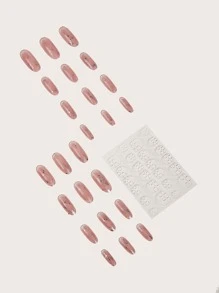 24 cái flash giả móng tay và băng keo hai mặt - Hồng - Xem 2