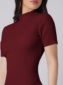 Mulvari Vestido ajustado de cuello alto de espalda con abertura - Granate - Ver 5