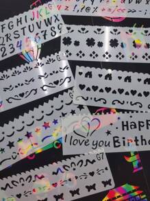 8pcs Mixed Pattern Painting Stencil Back To School,Back To School,School Supplies