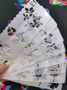 8入組花和植物設計繪畫 - 白色 - 查看 1