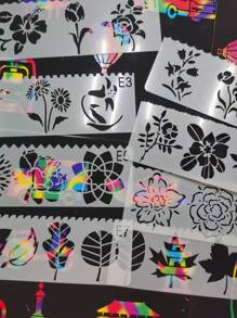 8入組花和植物設計繪畫 - 白色 - 查看 2