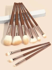 MAANGE 9件套专业化妆刷套装，柔软纤维材质，便携设计，包含粉底刷、眼影刷、晕染刷、眉刷，旅行化妆刷套装，化妆刷套装，化妆刷组合，化妆刷套装，全套化妆刷，化妆刷套装，全套化妆工具，化妆刷套装，化妆刷礼盒套装 - 紅木色 - 查看 2