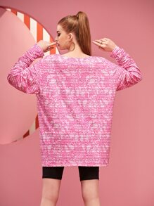 FYG Áo thun nữ Tất cả trên in Giải trí - Hồng - Xem 2