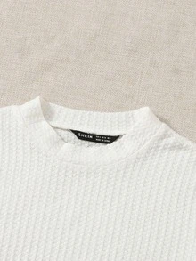 SHEIN 大碼羅紋針織素色T恤 - 白色 - 查看 4