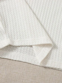 SHEIN 大碼羅紋針織素色T恤 - 白色 - 查看 5