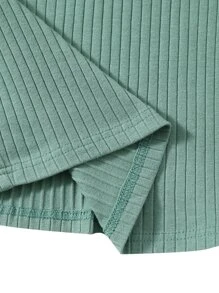 SHEIN EZwear Plus Solid Rib-knit Tank Dress - Mint Green - View 5