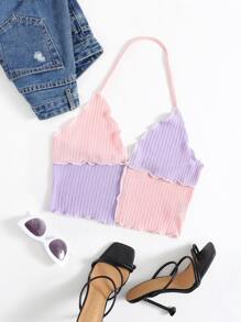 Muchica Áo hai dây Lộ Lưng Khối Màu Giải trí - Nhiều màu - Xem 1