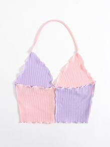 Muchica Áo hai dây Lộ Lưng Khối Màu Giải trí - Nhiều màu - Xem 2