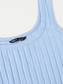 SHEIN Essnce 羅紋針織包臀連衣裙 - 淺藍色 - 查看 4