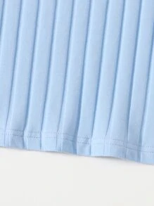 SHEIN Essnce 羅紋針織包臀連衣裙 - 淺藍色 - 查看 5