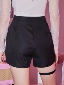 ROMWE Kawaii Lace Up Shorts - Black - View 2