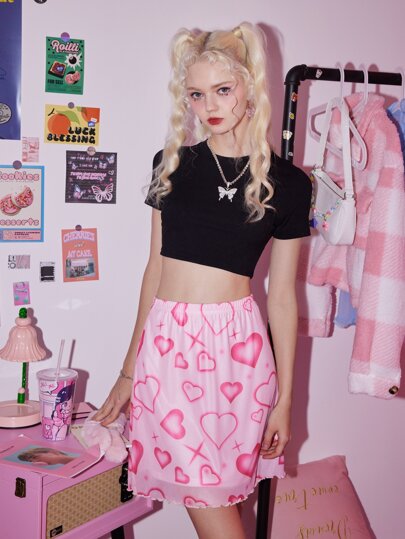 Maglietta corta & stampa cuore Gonne