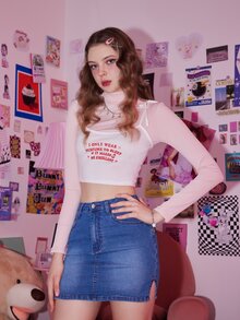 Sweetness 2 In 1 Slogan Graphic Knot Tee - Multicolor - View 4