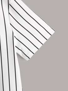 SHEIN Tween Boy Letter Embroidered Stripe Short Sleeve Contrast Collar T-Shirt, Casual Daily Summer - Ginger - View 4