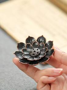 1pc Lotus Shaped Incense Stick Holder - Bronze - View 2