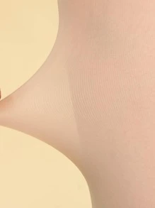 简约纯色勾丝连裤袜，舒适 - 駝色 - 查看 4