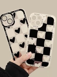 2 chiếc hộp đựng điện thoại kẻ sọc hình trái tim - Đen và trắng - Xem 2