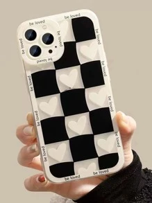 2 chiếc hộp đựng điện thoại kẻ sọc hình trái tim - Đen và trắng - Xem 3