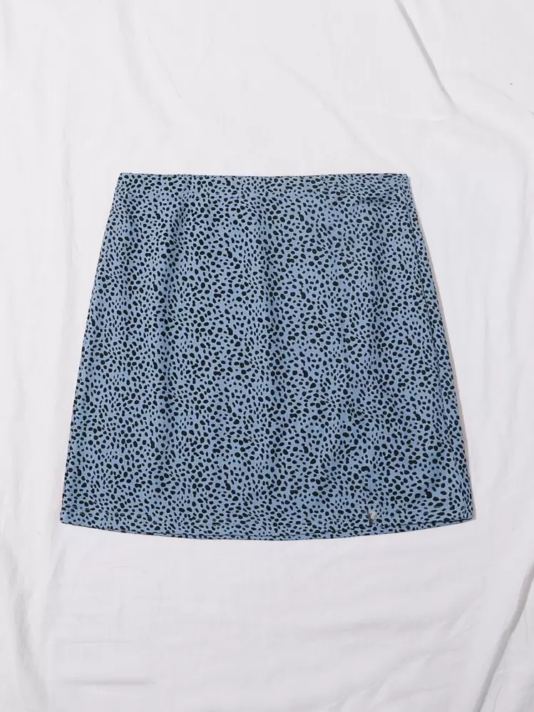 SHEIN Privé Split Hem Dalmatian Print Skirt - Multicolor - View 2