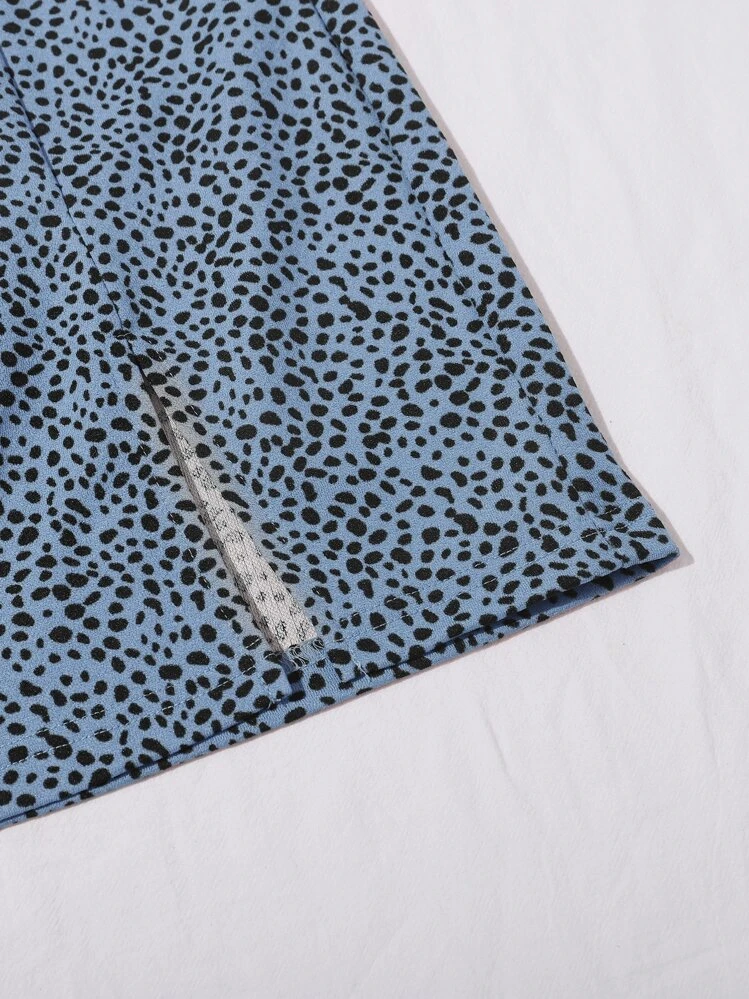 SHEIN Privé Split Hem Dalmatian Print Skirt - Multicolor - View 3