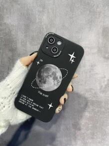 Funda para teléfono con patrón de planeta compatible con iPhone15/15Plus/15Pro/15Promax - Negro - Ver 2