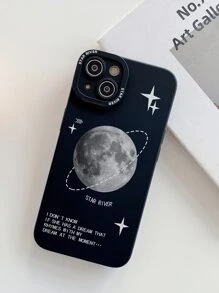 Funda para teléfono con patrón de planeta compatible con iPhone15/15Plus/15Pro/15Promax - Negro - Ver 3