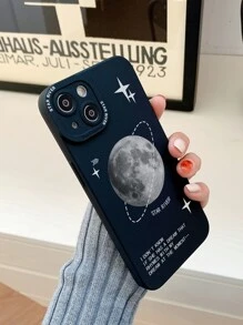Funda para teléfono con patrón de planeta compatible con iPhone15/15Plus/15Pro/15Promax - Negro - Ver 4