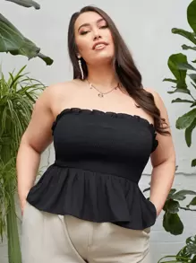 SHEIN Top bandeau con corpiño con fruncido bajo con fruncido - Negro - Ver 1