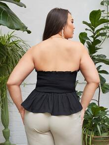 SHEIN Top bandeau con corpiño con fruncido bajo con fruncido - Negro - Ver 2