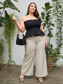 SHEIN Top bandeau con corpiño con fruncido bajo con fruncido - Negro - Ver 3