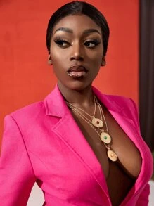 Collar a capas con diseño de redondo - Amarillo Oro - Ver 7