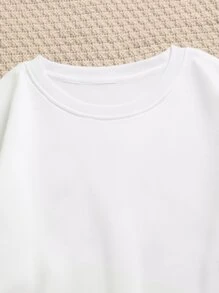 INAWLY Solid Round Neck Thermal Pullover,Long Sleeve Tops Graduation,Back To School Outfits,Graduation,Teacher Outfits For Women,Back To School  Fall Outfit - White - View 3