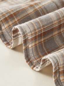 小女童1入組格紋燈籠袖襯衫連衣裙帶披肩