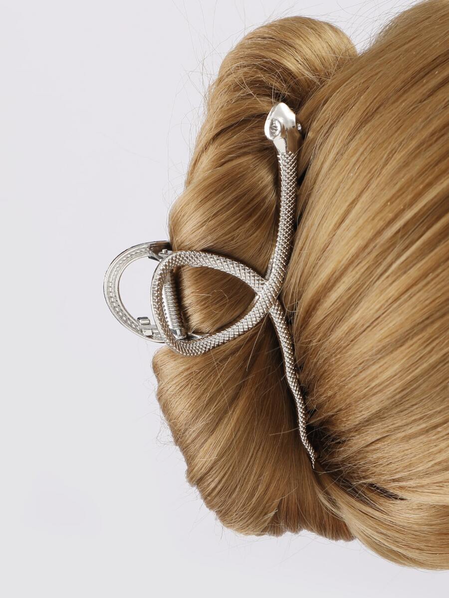 蛇裝飾髮爪 - 銀色 - 查看 1