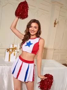 3pack Striped Cheerleader Costume Set & Cheer Stick - Multicolor - View 1