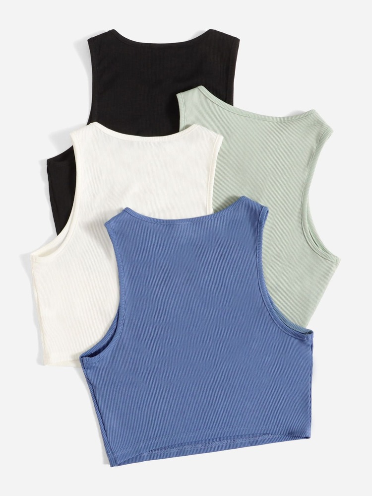 Muchica 4 piezas Top tank unicolor tejido de canalé - Multicolor - Añade 2