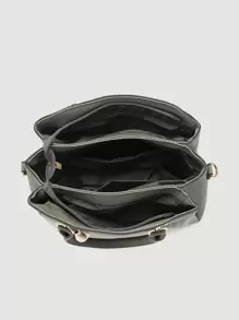 Yogodlns Stitch Detail Tote Bag With Random Colour Tassel Bag Charm - Grey - View 3