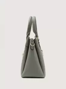 Yogodlns Stitch Detail Tote Bag With Random Colour Tassel Bag Charm - Grey - View 5