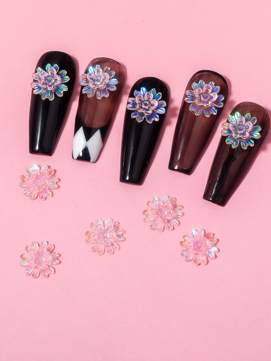 10 piezas Decoración de uñas con diseño de flor - Rosa - Ver 1