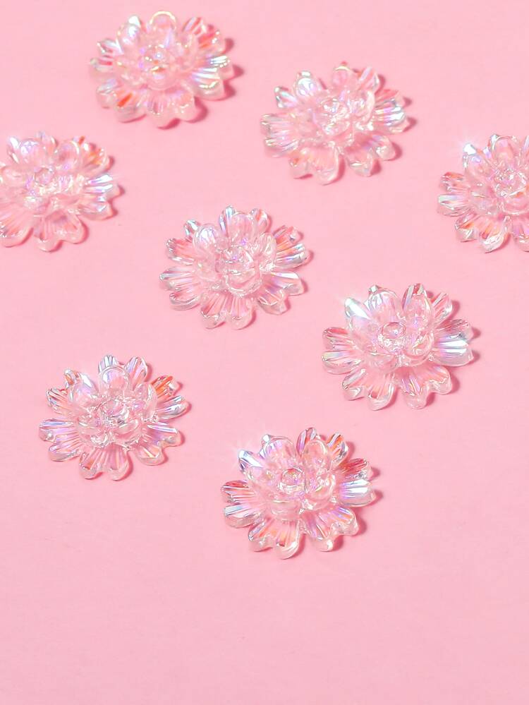 10pcs Flower Design Nail Art Decoration - Pink - View 3