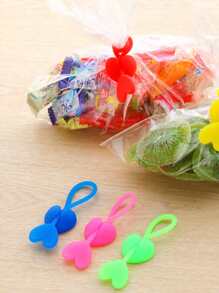 2pcs Heart Design Random Color Food Sealing Strip, Creative Plastic Heart Food Bag Tie, For Home - Multicolor - View 2