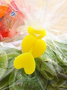 2pcs Heart Design Random Color Food Sealing Strip, Creative Plastic Heart Food Bag Tie, For Home - Multicolor - View 3