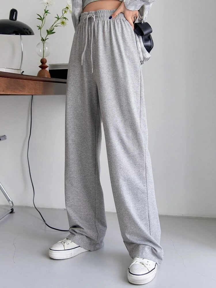 Drawstring Waist Straight Leg Sweatpants,Women Joggers Fall