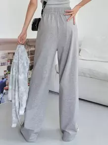 DAZY 抽绳腰直筒运动裤，女式秋季慢跑裤 - 灰色 - 查看 7