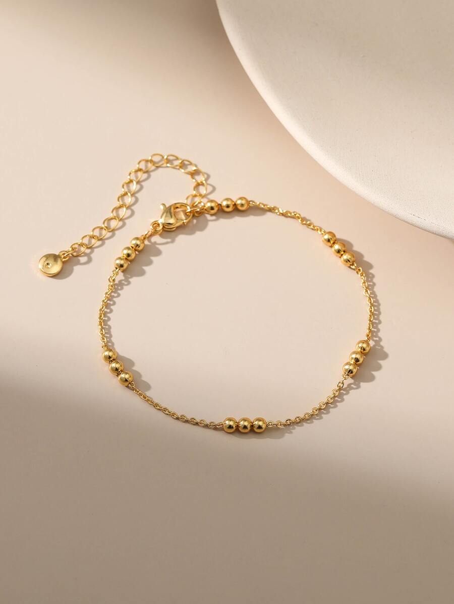 Bead Decor Bracelet - Yellow Gold - View 1