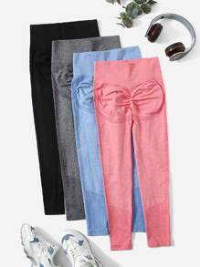 Easithlete Quần Leggings Thể thao Nữ Xù màu trơn - Nhiều màu - Xem 1