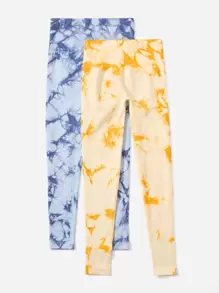 Easithlete 2入組無縫紮染運動打底褲