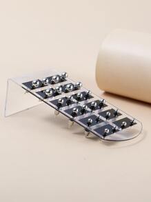 12 cặp Bông tai tròn trang trí bằng quả bóng tròn - Bạc - Xem 3